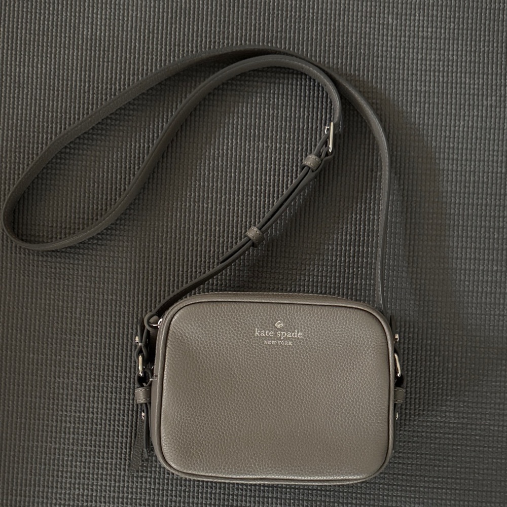 Kate Spade Ellie Pebbled Leather Double Zip Camera Bag - Grey/Silver